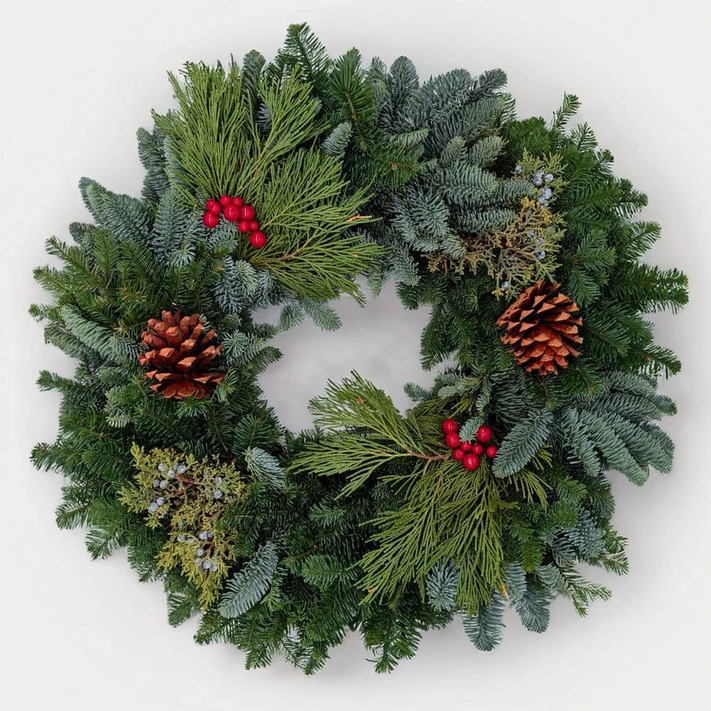 22 In. Live Noble Fir Wreath Chirstmas Wreath With Mixed Berries 3 22 In. Live Noble Fir Wreath Chirstmas Wreath With Mixed Berries