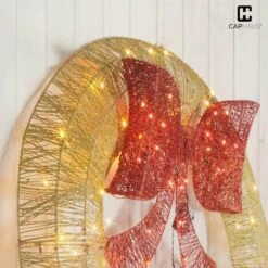 3 Ft. Gold Pre-Lit Foldable Lighted Artificial Christmas Garland With LED Lights And Red Bow -Christmas Decor Shop caphaus christmas garland hdfw chmbt3601 gd hd 1d 1000