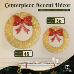 3 Ft. Gold Pre-Lit Foldable Lighted Artificial Christmas Garland With LED Lights And Red Bow -Christmas Decor Shop caphaus christmas garland hdfw chmbt3601 gd hd 40 1000