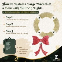 3 Ft. Gold Pre-Lit Foldable Lighted Artificial Christmas Garland With LED Lights And Red Bow -Christmas Decor Shop caphaus christmas garland hdfw chmbt3601 gd hd 77 1000