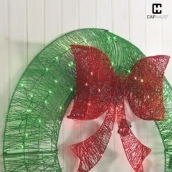 3 Ft. Green Pre-Lit Foldable Lighted Artificial Christmas Garland With LED Lights And Red Bow -Christmas Decor Shop caphaus christmas garland hdfw chmbt3601 gr hd 1d 1000