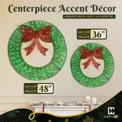 3 Ft. Green Pre-Lit Foldable Lighted Artificial Christmas Garland With LED Lights And Red Bow -Christmas Decor Shop caphaus christmas garland hdfw chmbt3601 gr hd 40 1000