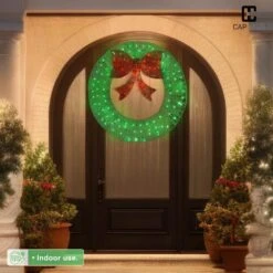 3 Ft. Green Pre-Lit Foldable Lighted Artificial Christmas Garland With LED Lights And Red Bow -Christmas Decor Shop caphaus christmas garland hdfw chmbt3601 gr hd 4f 1000