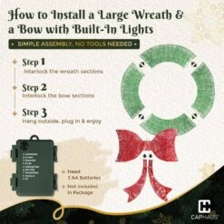 3 Ft. Green Pre-Lit Foldable Lighted Artificial Christmas Garland With LED Lights And Red Bow -Christmas Decor Shop caphaus christmas garland hdfw chmbt3601 gr hd 77 1000