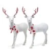 Red And White Peppermint Christmas Reindeer - Holiday White Deer Figurine Statues With Antlers Centerpiece (Pack Of 2) -Christmas Decor Shop christmas centerpieces or 226 64 1000