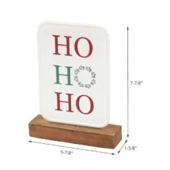 7.8 7 5 In. HO HO HO Christmas Tabletop Metal Sign With Solid Wood Stand 13 7.8 7 5 In. HO HO HO Christmas Tabletop Metal Sign With Solid Wood Stand -Christmas Decor Shop christmas centerpieces uh335 44 1000