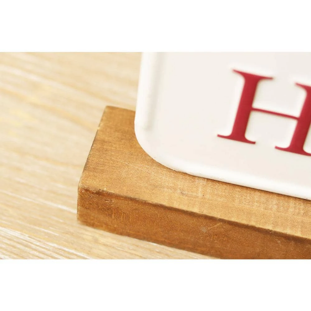 7.8 7 5 In. HO HO HO Christmas Tabletop Metal Sign With Solid Wood Stand 6 7.8 7 5 In. HO HO HO Christmas Tabletop Metal Sign With Solid Wood Stand - Image 4