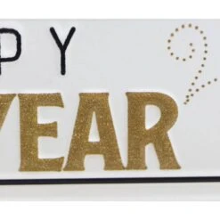 5 In. White Merry Christmas Happy New Year Metal Rotating Tabletop Holiday Sign -Christmas Decor Shop christmas centerpieces uh353 1f 1000