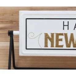 5 In. White Merry Christmas Happy New Year Metal Rotating Tabletop Holiday Sign -Christmas Decor Shop christmas centerpieces uh353 4f 1000