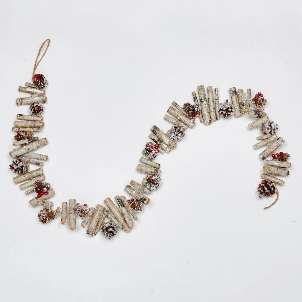 5 Ft. Artificial Birch Log Garland 3 5 Ft. Artificial Birch Log Garland