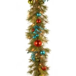 Decorative Collection 9 Ft. Retro Garland With Battery Operated Warm White LED Lights