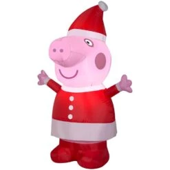 3.5 Ft. Inflatable Peppa Pig In Santa Outfit