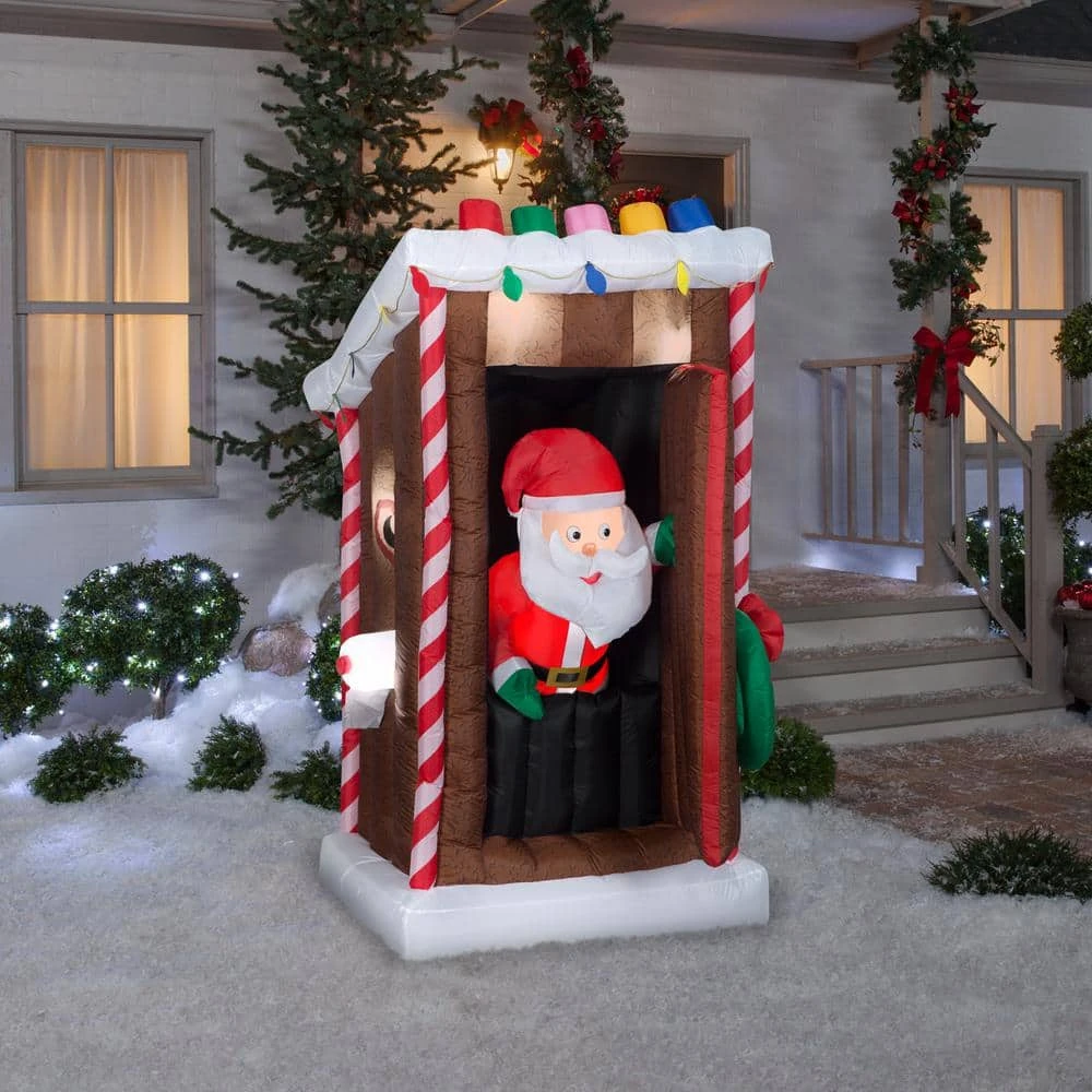 6 Ft. Tall Animated Santa's Outhouse 7 6 Ft. Tall Animated Santa's Outhouse - Image 5