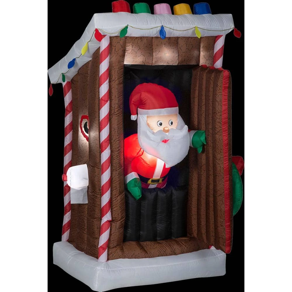 6 Ft. Tall Animated Santa's Outhouse 3 6 Ft. Tall Animated Santa's Outhouse