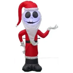 4 Ft Pre-Lit LED Airblown Disney Jack Skellington As Santa Christmas Inflatable