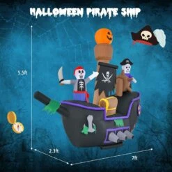 5.5 Ft. X 7 Ft. Long Halloween Inflatable Pirate Ship With LED Lights Blower -Christmas Decor Shop christmas inflatables 23 8ckcm988us 1f 1000