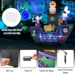 5.5 Ft. X 7 Ft. Long Halloween Inflatable Pirate Ship With LED Lights Blower -Christmas Decor Shop christmas inflatables 23 8ckcm988us 4f 1000