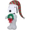 3.5 Ft. Tall Airblown-Snoopy Holding Wreath-SM-Peanuts -Christmas Decor Shop christmas inflatables g 119004 64 1000