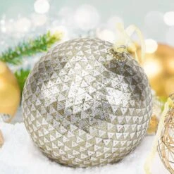 Mosaic Gold And Silver Sequenced Triangular Handcrafted Globe Christmas Ornament (4-Pack) -Christmas Decor Shop christmas ornament sets 3490a0084d9348 d4 1000