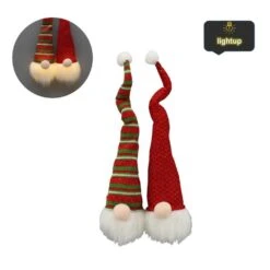 15 In. Gnome Plush Head Ornament With LED Light Home Decor (Set Of 2) -Christmas Decor Shop christmas ornament sets abn5d012 rdgrn 4f 1000