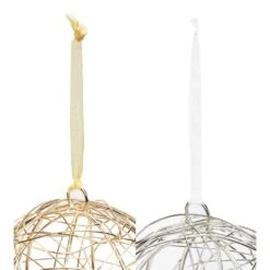 Handcrafted Gold And Silver Wire Wrapped Globe Christmas Ornament (4-Pack) -Christmas Decor Shop christmas ornament sets holid09808mlt0101 c3 1000