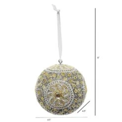 Moon SIlver And Gold Glistening Crystal Flower Handcrafted Globe Christmas Ornament (4-Pack) -Christmas Decor Shop christmas ornament sets holid09814mlt0101 1f 1000