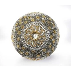 Moon SIlver And Gold Glistening Crystal Flower Handcrafted Globe Christmas Ornament (4-Pack) -Christmas Decor Shop christmas ornament sets holid09814mlt0101 4f 1000