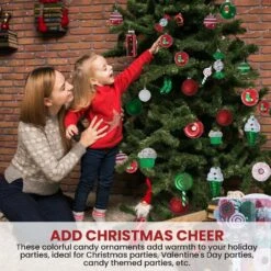 Candycane Christmas Ornament Set - Shatterproof Balls And Hanging Ornaments For Indoor/Outdoor Tree (82-Piece Set) -Christmas Decor Shop christmas ornament sets rd 143 4f 1000