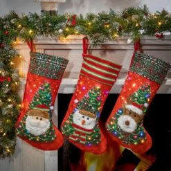 18.5 In. H B/O Lighted Stockings, Assorted Styles (Set Of 3) -Christmas Decor Shop christmas stockings 2618170ec 31 1000