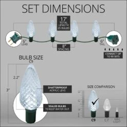 SuperBright 16 Ft. 25-Light LED Cool White C9 String Light Set -Christmas Decor Shop christmas string lights 20346 4f 1000