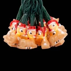 Rudolph In Santa Hat 20-Count Battery Operated White LED Christmas String Lights On/Off/Twinkle/Timer