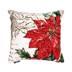 18 In. X 18 In. Poinsettia Pillow