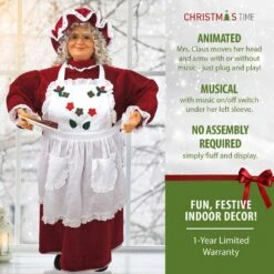 36 In. Christmas Baking Mrs. Claus With Apron, Christmas Cookies, Music And Motion -Christmas Decor Shop christmas time christmas figurines ct mc036 2rd7 e1 1000