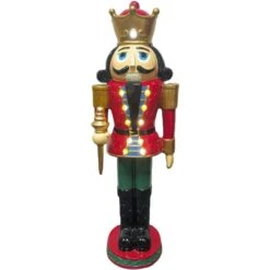 48 In. Red Resin Christmas Nutcracker King Wearing A Crown With LED Light -Christmas Decor Shop christmas time christmas figurines ct rs048nc1 rd1 a0 1000