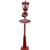 71 In. Red Musical Snowy Street Lamp With Christmas Tree Scene, 2 Signs, Cascading Snow And Holiday Songs -Christmas Decor Shop christmas time christmas figurines ct ssl071a rd2 64 1000