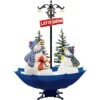 67 In. Christmas Musical Snowy Snow-Family Scene With Blue Umbrella Base 1 67 In. Christmas Musical Snowy Snow-Family Scene With Blue Umbrella Base -Christmas Decor Shop christmas time christmas figurines ct ssm075a blu 64 1000