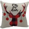 15.5 In. Buffalo Plaid Reindeer Oh My Deer Christmas Throw Pillow -Christmas Decor Shop christmas time christmas textiles ct xmasplw wht3 64 1000
