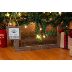 Farmhouse 22.5 In. W X 14.5 In. H, 30 In. Dia, Weathered Gray Decorative Christmas Tree Box Collar -Christmas Decor Shop christmas tree collars treecollargraynox 31 1000
