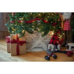 Farmhouse Deluxe 22.5 In. W X 14.5 In. H, 30 In. Dia, White Wash Decorative Christmas Tree Box Collar -Christmas Decor Shop christmas tree collars treecollarwhite 4f 1000