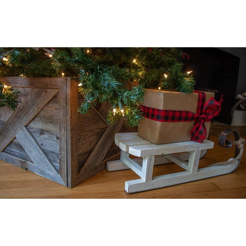 Farmhouse Deluxe 27 In. W X 14.5 In. H, 37 In. Dia, Weathered Gray Decorative Christmas Tree Box Collar 4 Farmhouse Deluxe 27 In. W X 14.5 In. H, 37 In. Dia, Weathered Gray Decorative Christmas Tree Box Collar - Image 2