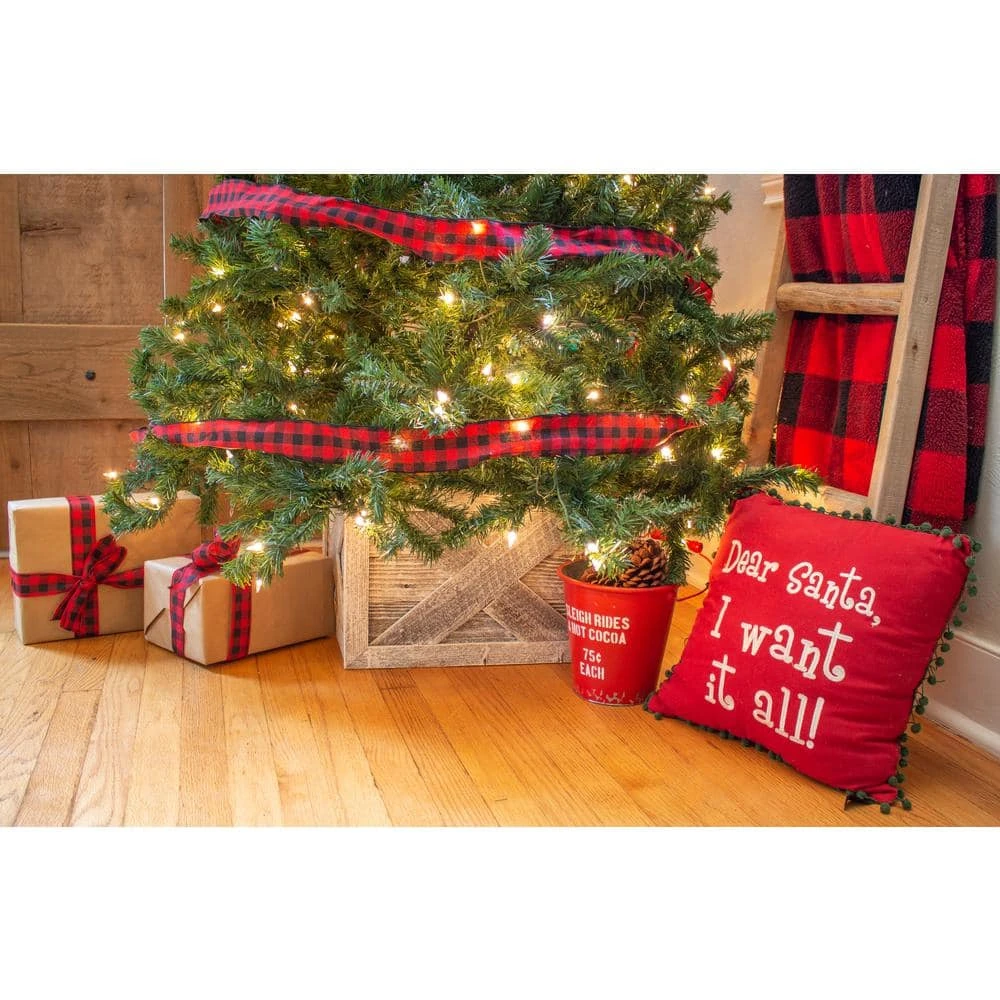 Farmhouse Deluxe 27 In. W X 14.5 In. H, 37 In. Dia, White Wash Decorative Christmas Tree Box Collar 4 Farmhouse Deluxe 27 In. W X 14.5 In. H, 37 In. Dia, White Wash Decorative Christmas Tree Box Collar - Image 2