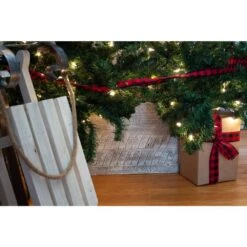 Farmhouse 27 In. W X 14.5 In. H, 37 In. Dia, White Wash Decorative Christmas Tree Box Collar -Christmas Decor Shop christmas tree collars widetreecollarwht nox 4f 1000