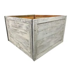 Farmhouse 27 In. W X 14.5 In. H, 37 In. Dia, White Wash Decorative Christmas Tree Box Collar