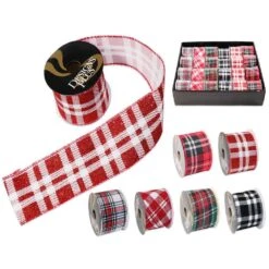 2.5 In. X 9 Ft. 6 Assorted Plaids And Tartans Xmas Ribbon (24-Pack)