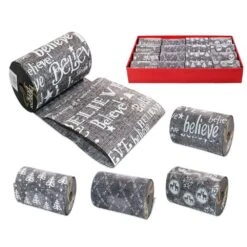 6 In. X 30 Ft. 4 Assorted Christmas Burlap Ribbon (16-Pack)