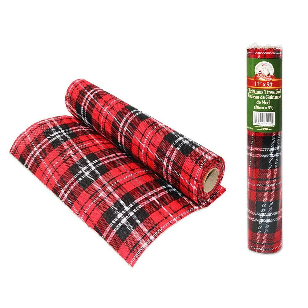 11 In. X 108 In. Tartan Printed Tinsel Christmas Rolls (4-Pack) 3 11 In. X 108 In. Tartan Printed Tinsel Christmas Rolls (4-Pack)
