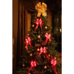 4 In. Delux Decorative Red LED Mini Bows (4-Pack) -Christmas Decor Shop christmas tree ribbon bg04 1r003 a 31 1000