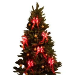 4 In. Delux Decorative Red LED Mini Bows (4-Pack) -Christmas Decor Shop christmas tree ribbon bg04 1r003 a d4 1000