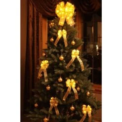 4 In. Gold LED Light Mini Bows (4-Pack) 13 4 In. Gold LED Light Mini Bows (4-Pack) -Christmas Decor Shop christmas tree ribbon bg04 1y003 a 31 1000