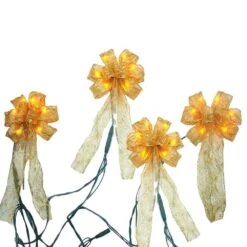 4 In. Gold LED Light Mini Bows (4-Pack) 10 4 In. Gold LED Light Mini Bows (4-Pack) -Christmas Decor Shop christmas tree ribbon bg04 1y003 a 77 1000